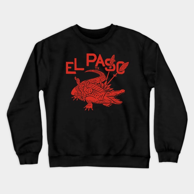 El Paso Alligator w/ text (red) Crewneck Sweatshirt by BrokenArrow
